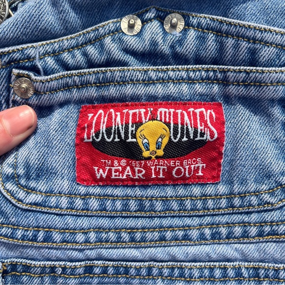 Vintage Looney Tunes Children’s denim overalls Size 7 1990s Kids unisex - Picture 4 of 9